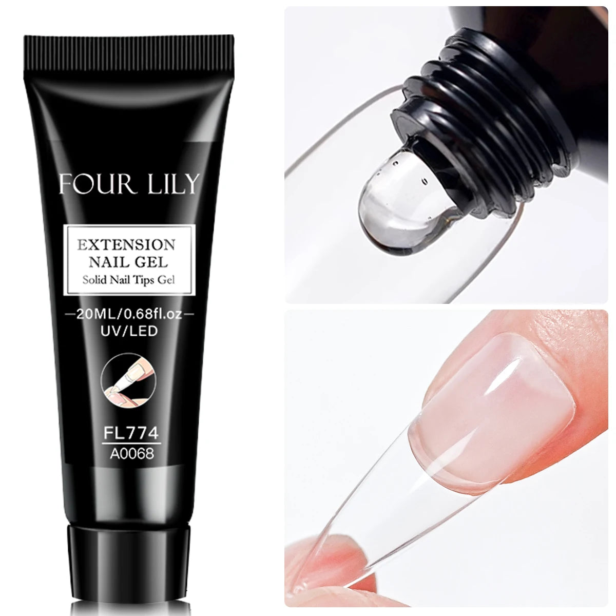 20ml Solid Nail Nail Tips Gel for Press On Nails, Adhesive 3 in 1 Nail Gel for Fake Nails, Super Strong Acrylic Nail Gel