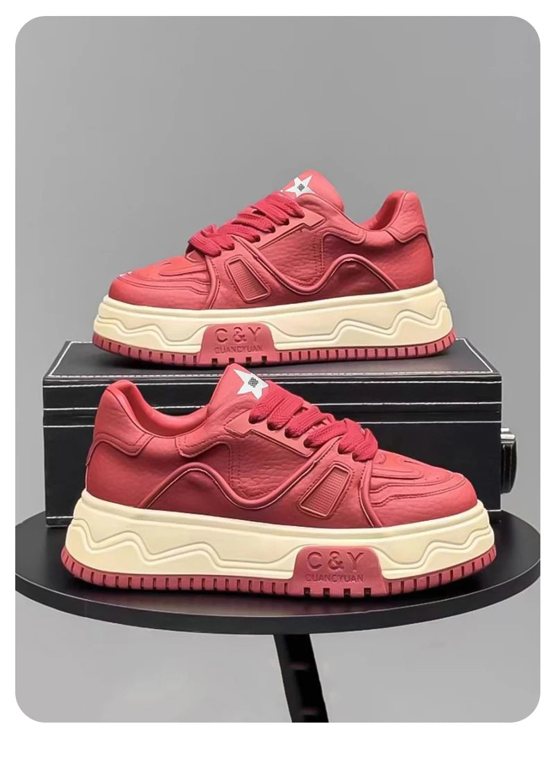 Fashionable Durable Men's Sneakers Casual Sport Shoes Trendy Stream Trudging Shoes Wear-resistant Cotton Ultra-soft Leather