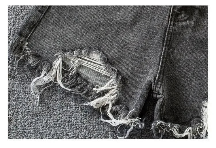 Denim Shorts Women High Waist Slender Korean Fashion Summer Frayed Buttons Zipper Tassel Loose Solid All-match Streetwear Chic