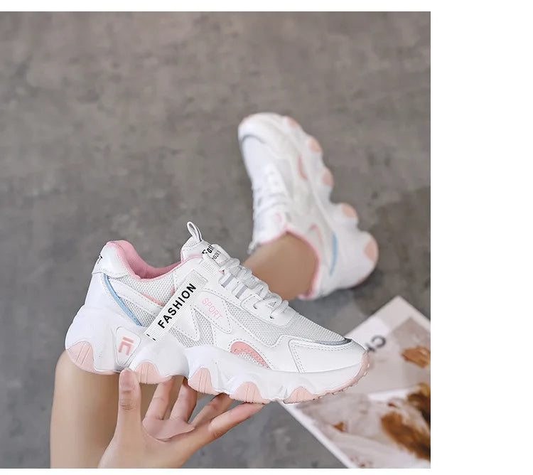 Zapatillas Mujer Sneakers Trendy Mesh Platform Sneakers Leather Shoes Breathable Socofy Casual Sports Shoes Women Flats 2023