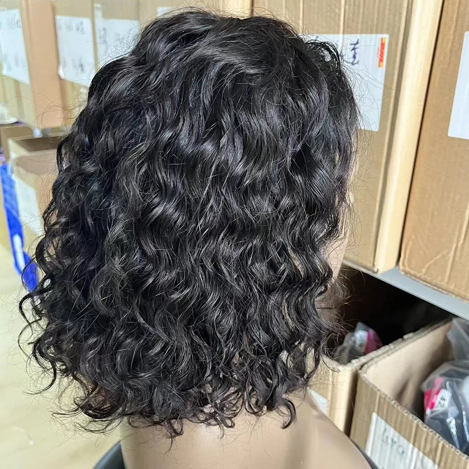 Water Wave 4x4 Glueless Bob Wigs Human Hair Brazilian Hair Wigs For Women Curly Wigs On Clearance Sale Glueless Wigs Human Hair