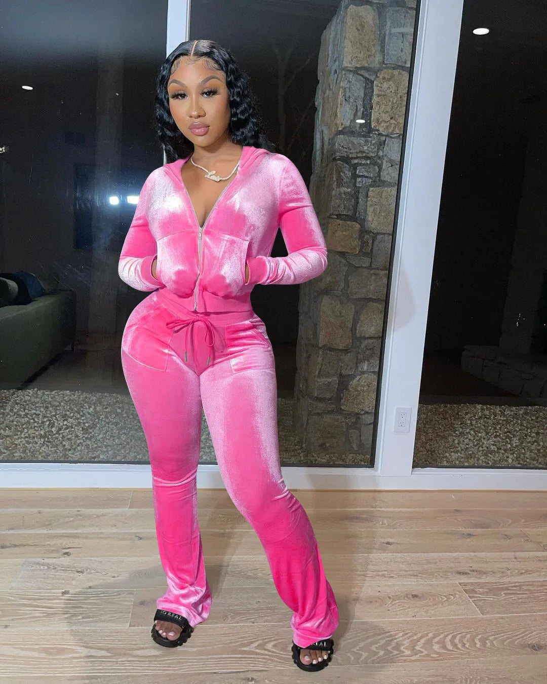 Fashion Sexy Slim 2 Piece Set For Women Casual Solid Hooded Zip Tops+High Waist Pants Sets Outfits Lady Sports Women's Clothing