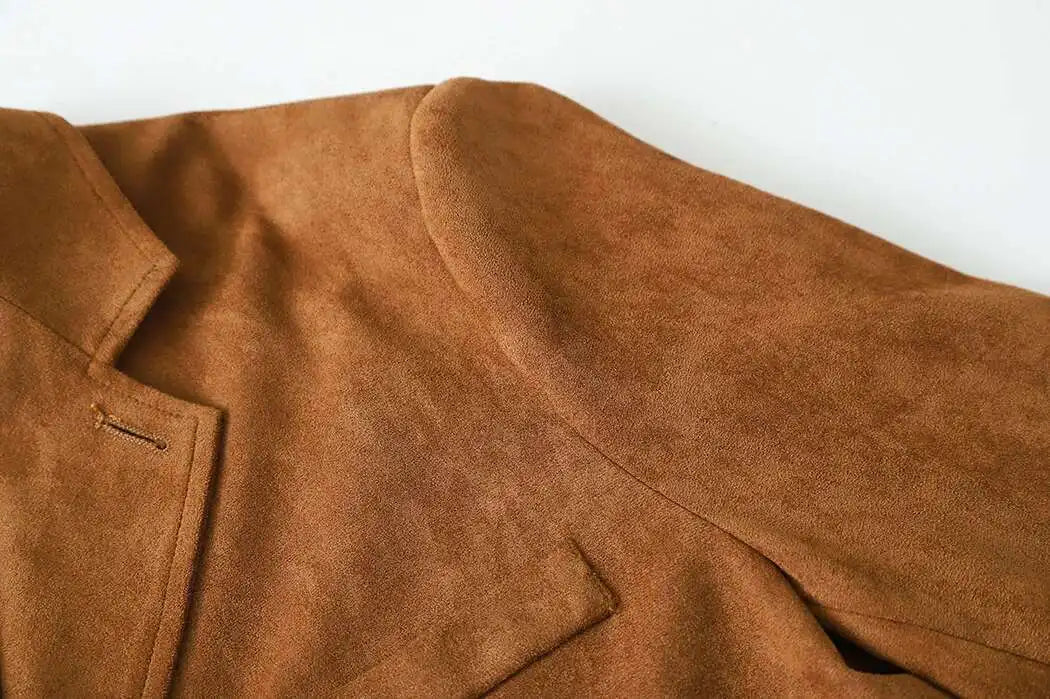 [LANMREM] Vintage Blazers For Women Notched Single Breasted Long Sleeve Office Lady Loose Jackets 2025 Autumn New 26D9821