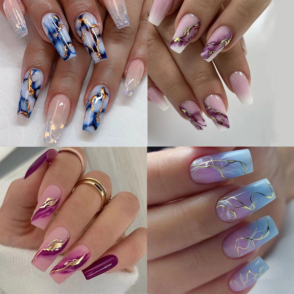 24Pcs Ballet False Nails Long French Press on Nails with Flower Design Wearable Coffin Fake Nail Pink Bow Design Manicure Tips