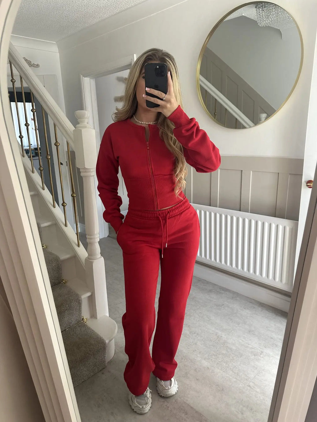 Women's Casual Sports Two-piece Set Autumn And Winter New Fashion Long-sleeved Zipper Cardigan Slim Top With Straight Pants Suit
