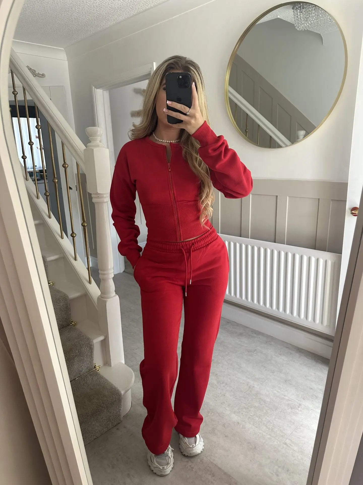 Women's Casual Sports Two-piece Set Autumn And Winter New Fashion Long-sleeved Zipper Cardigan Slim Top With Straight Pants Suit