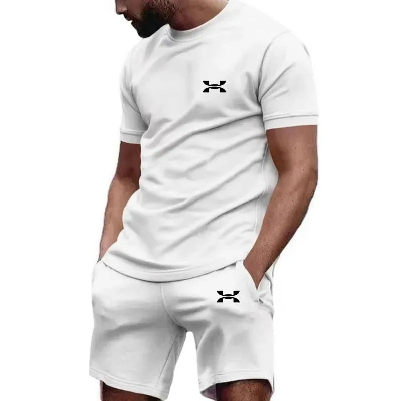 new men's sportswear short sleeved T-shirt and sports shorts summer casual jogging pants set men's two-piece set