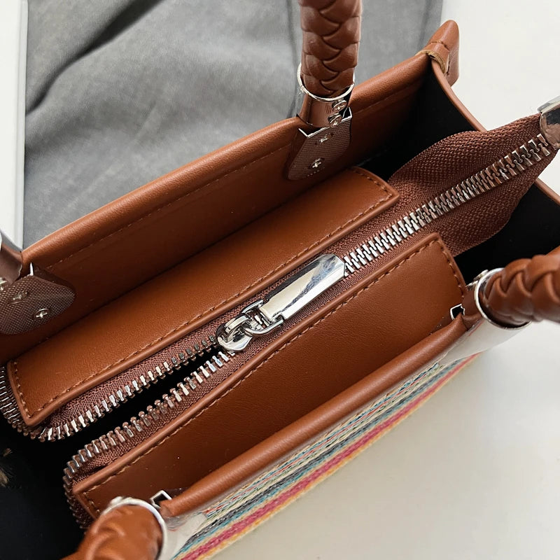 Designer Women Shoulder Bag Fashion Woven Handbag Purse Small Square Crossbody Bags 2025 Brand Straw Tote Bag Classic Ladies Bag