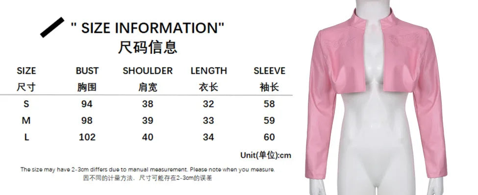 FAGADOER Y2k Punk Gothic Leather Jacket Women Cropped Lapel Letter Embroidery Moto Jackets Coat Short Female Streetwear 2025 New