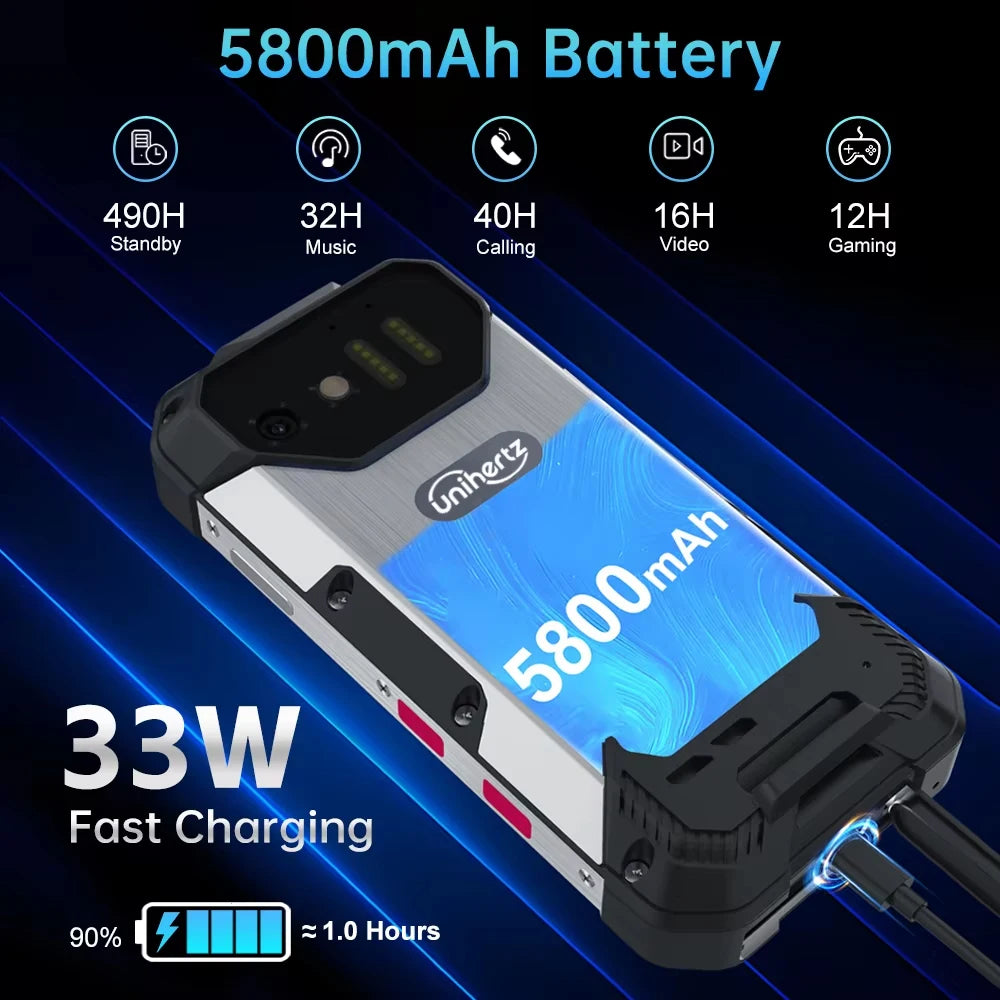 Unihertz 8849 Tank Mini Rugged 12GB+256GB 4.3 Inch Android 13 5800mAh Helio G99 Octa Core 100MP Cameras Global Version