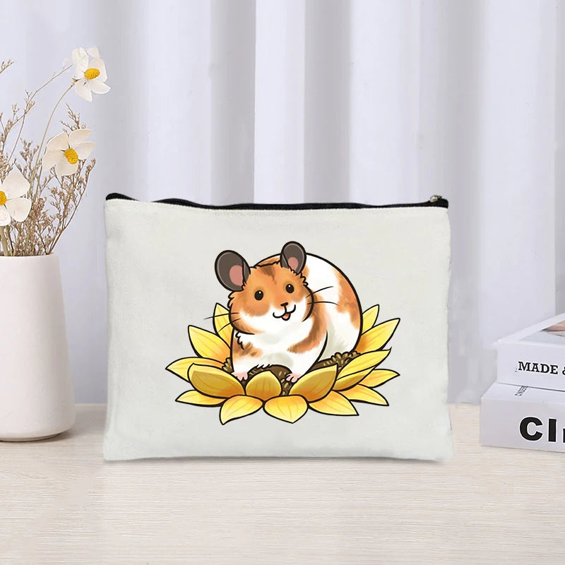 Guinea Pig Cartoon Lipstick Makeup Case Travel Stationery Storage Best Gift for Sister Friends Women Travel Cosmetic Pouch Bag