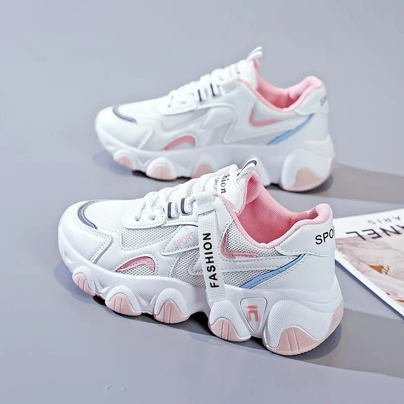 Zapatillas Mujer Sneakers Trendy Mesh Platform Sneakers Leather Shoes Breathable Socofy Casual Sports Shoes Women Flats 2023