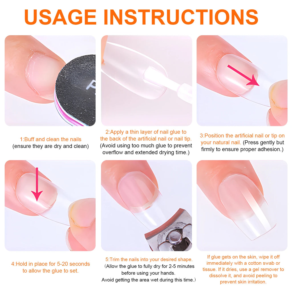 Super Strong Nail Glue For Press On False Nail Tips, Acrylic Fake Nails,Long-lasting Adhesion, Rhinestone Glue With Fast Drying