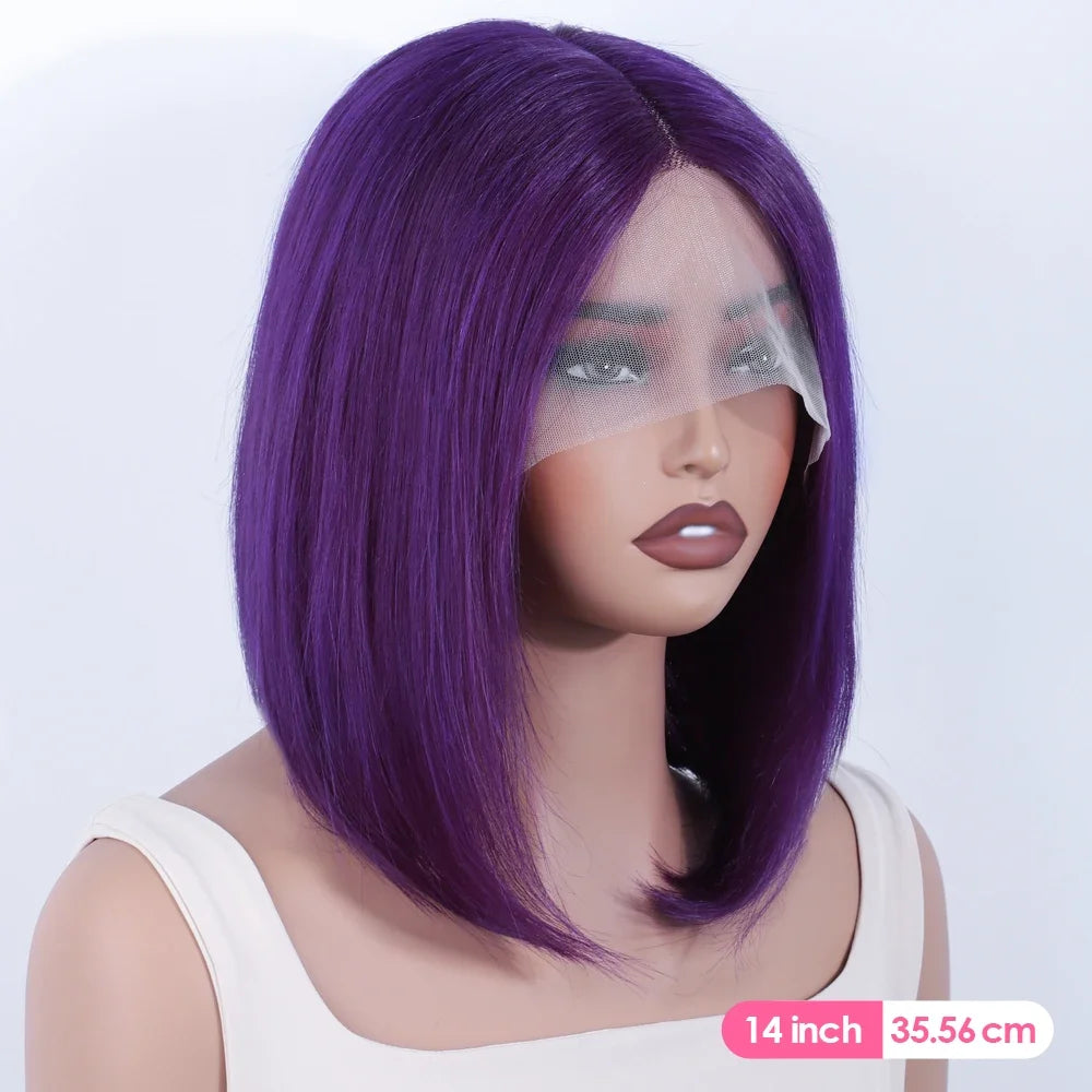 Sleek Ombre Pink Transparent Short T Lace Bob Human Hair Wigs Peruvian Straight 13x6x2 Lace Front Wig For Women Pre Plucked