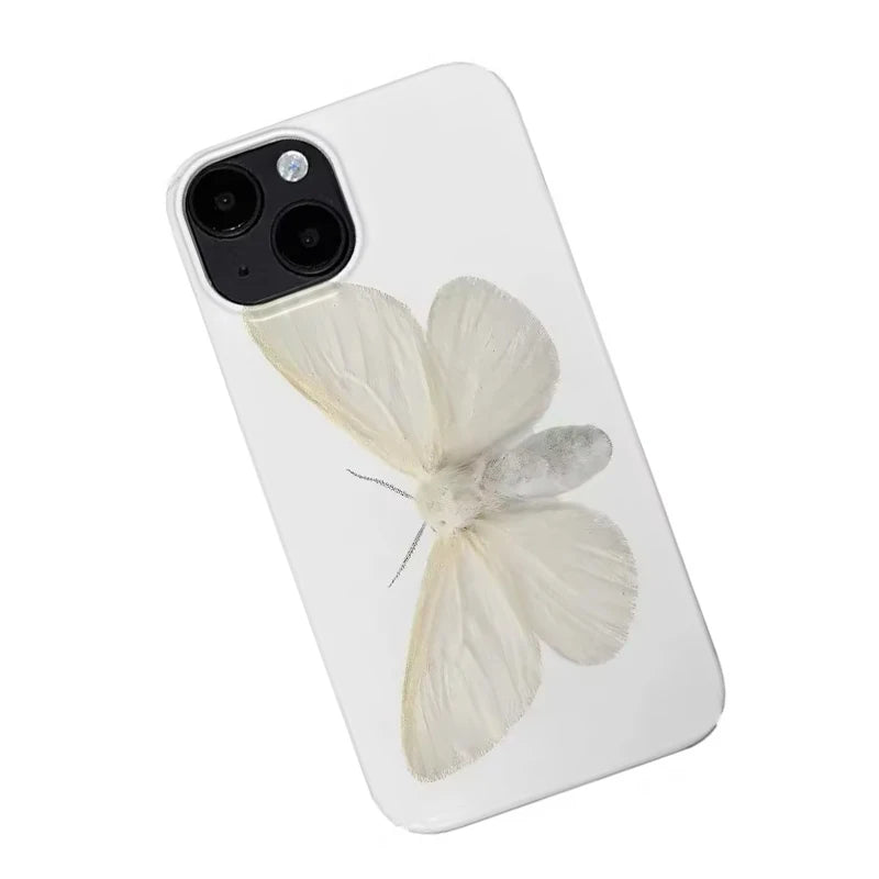 Trendy Ins Beautiful White Butterfly Phone Case For iPhone 17 AIR 16 15 14 13 12 11 Pro Max XR XSMAX 8 PLUS Y2k Minimalism Cover