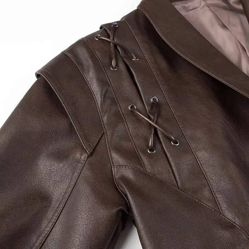 Oligai Spring Women's Casual Faux Leather Jacket Coat for 2025 Stunning PU Jacket Blouse for High Street