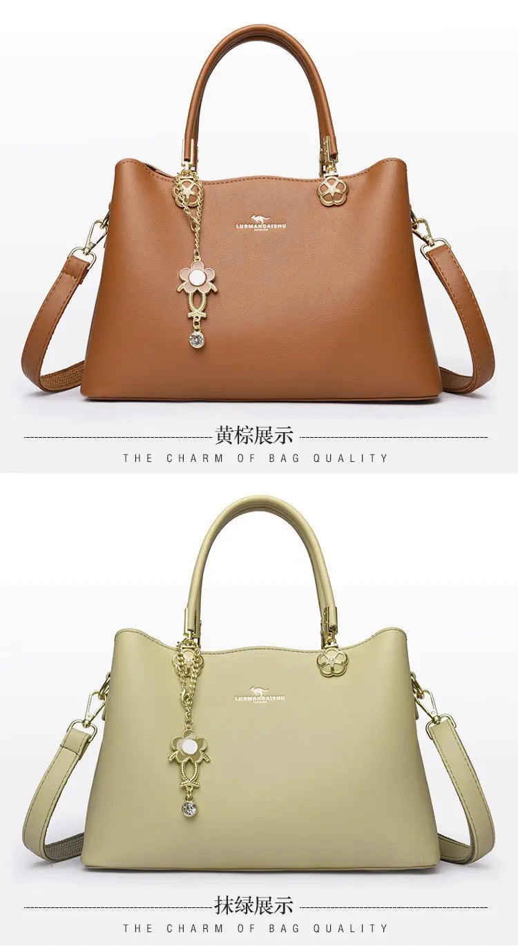 Unique Solid Color Retro Diaper Bag Luxury Crossbody Handbag For Women Chic Leather Shoulder Tote Purse