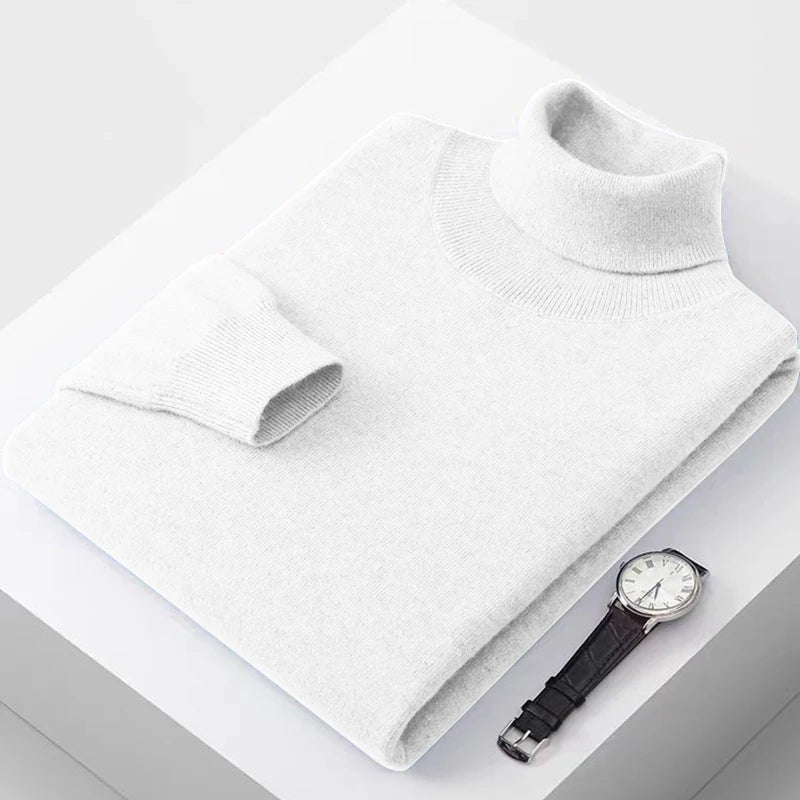 Autum Men's Turtleneck Sweaters Long Sleeve Pullover Sweater Casual Knitted Winter Warm Outdoor Streetwear Solid Outerwear