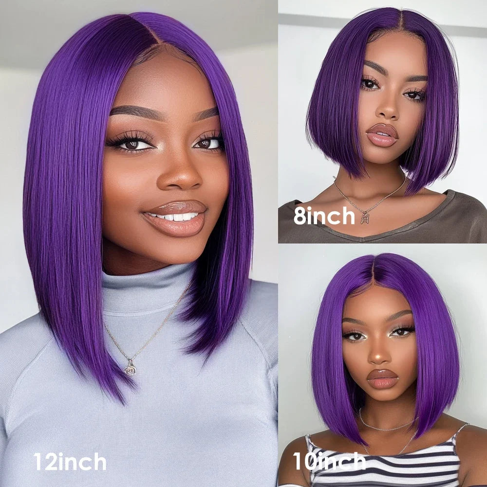Sleek Ombre Pink Transparent Short T Lace Bob Human Hair Wigs Peruvian Straight 13x6x2 Lace Front Wig For Women Pre Plucked