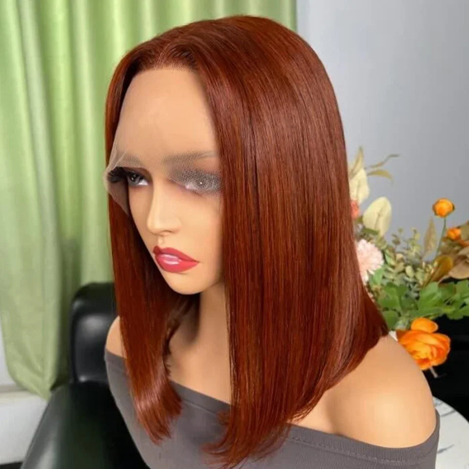 Sleek Ombre Pink Transparent Short T Lace Bob Human Hair Wigs Peruvian Straight 13x6x2 Lace Front Wig For Women Pre Plucked