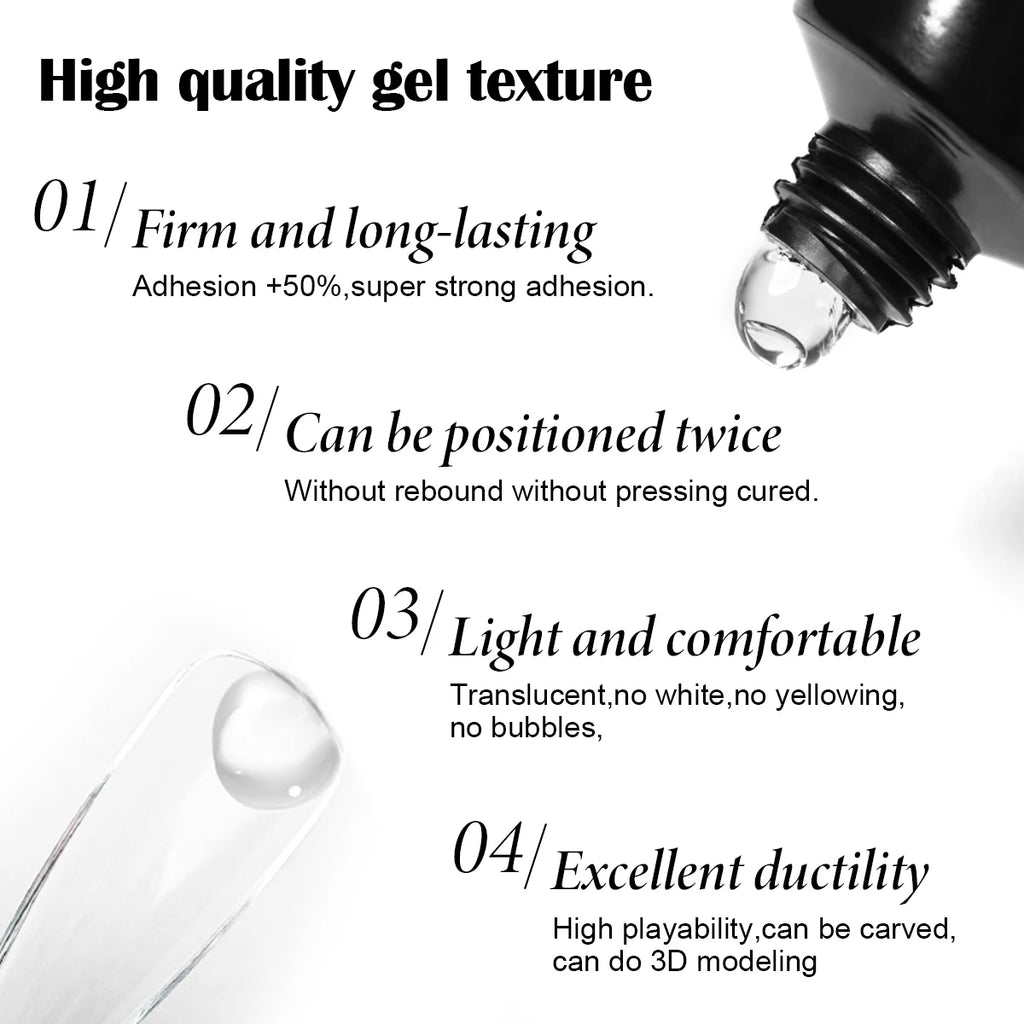 20ml Solid Nail Nail Tips Gel for Press On Nails, Adhesive 3 in 1 Nail Gel for Fake Nails, Super Strong Acrylic Nail Gel