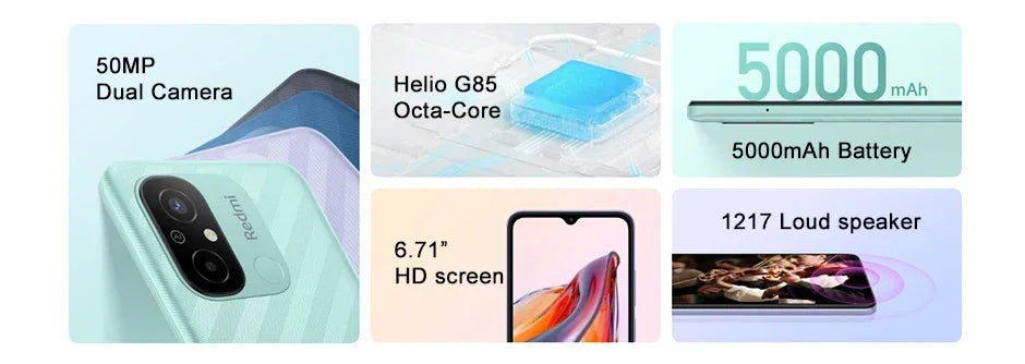Original Xiaomi Redmi 12C 6GB 128GB 5000mAh High-capacity Battery Helio G85 Octa Core 50MP 6.71'' 4G Mobile Phone Global ROM