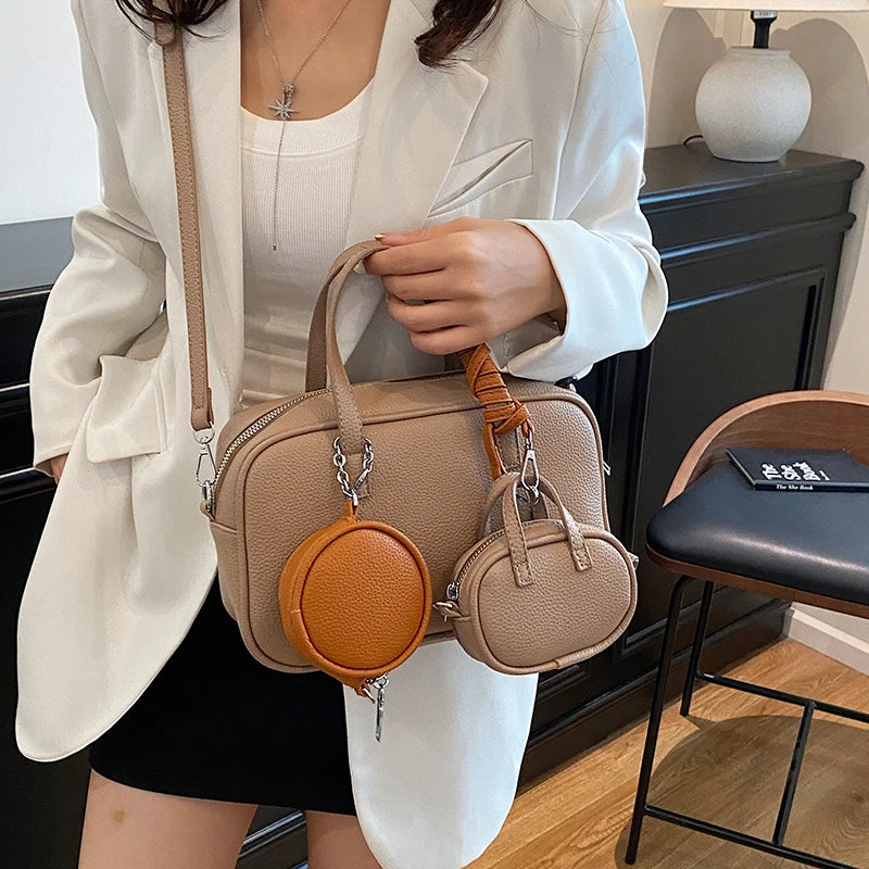 Casual Handbag 3-IN-1 Fashion Brand Messenger Bags for Women Pu Leather Crossbody Bag Lady Totes Large Capacity Travel Bag