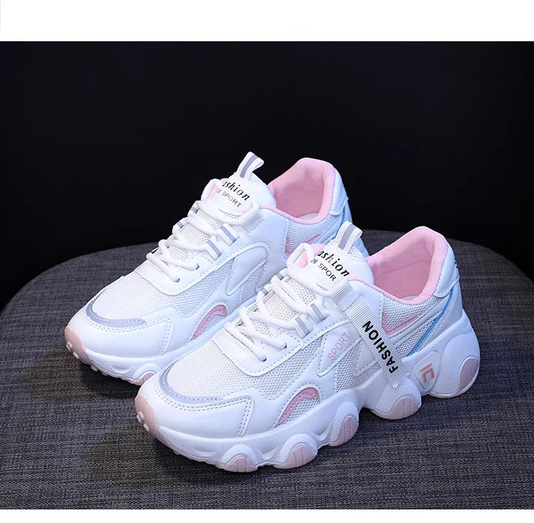 Zapatillas Mujer Sneakers Trendy Mesh Platform Sneakers Leather Shoes Breathable Socofy Casual Sports Shoes Women Flats 2023