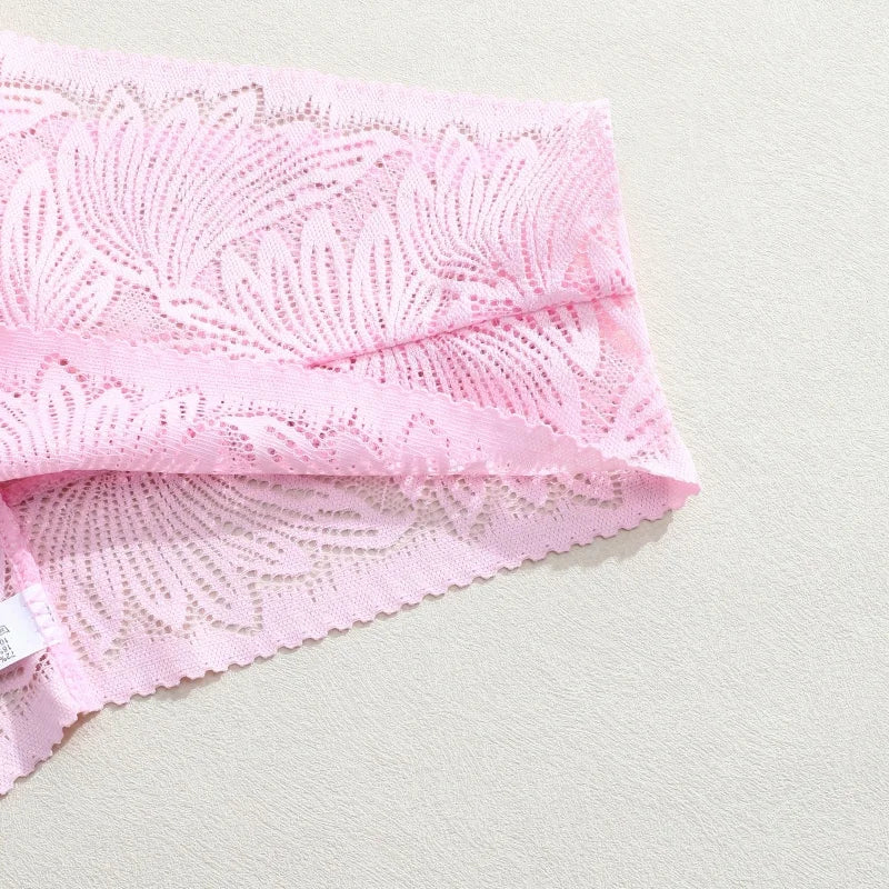 6pcs Women's Sexy Lace Panties Seamless High Waist Transparent Briefs Solid Color Hollow Breathable Female Underwear Large size