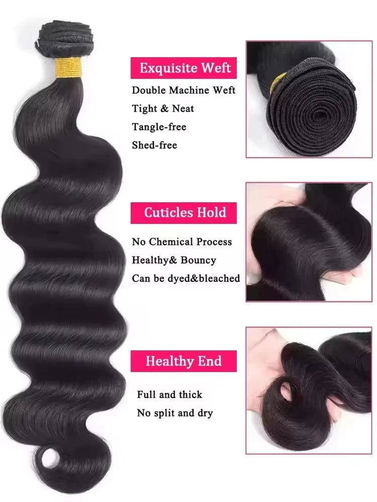 16A Body Wave Bundles Human Hair 1/3/4 Pcs Real Unprocessed Burmese Raw Hair Bundles Weave Natural Black Virgin Hair Extensions