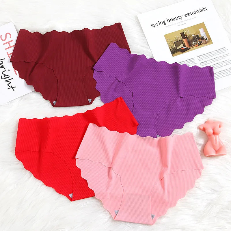 GICZI 10Pcs/Set Women's Panties Seamless Ice Silk Underwear for Woman Multicolor Striped Briefs 2024 New Fashion Underpants S-L