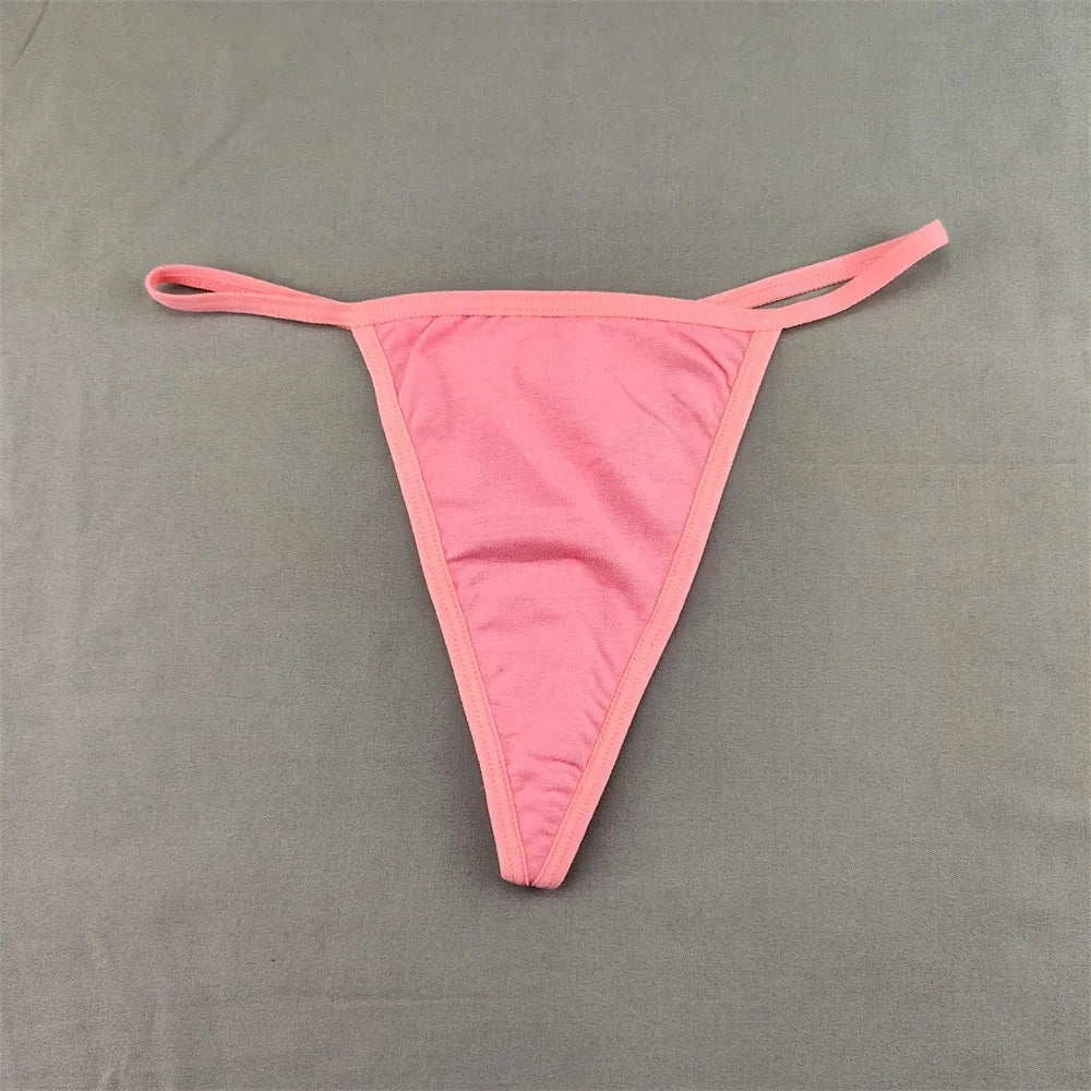3 PCS Candy Color Cotton T-back Thong Women Pack Low Waist Thin Belt Ladies G-string Underwear Sports Sexy T-Pants