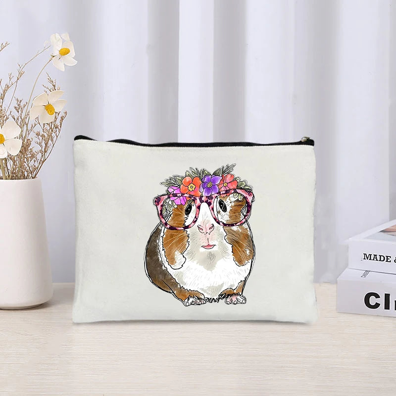Guinea Pig Cartoon Lipstick Makeup Case Travel Stationery Storage Best Gift for Sister Friends Women Travel Cosmetic Pouch Bag