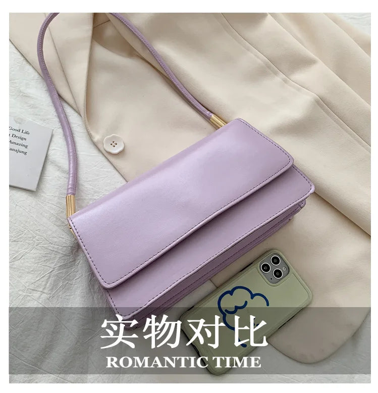 New Women's Fashion Handbags Retro Solid Color PU Leather Shoulder Underarm Bag Casual Women Hobos Handbags сумка женская Trend