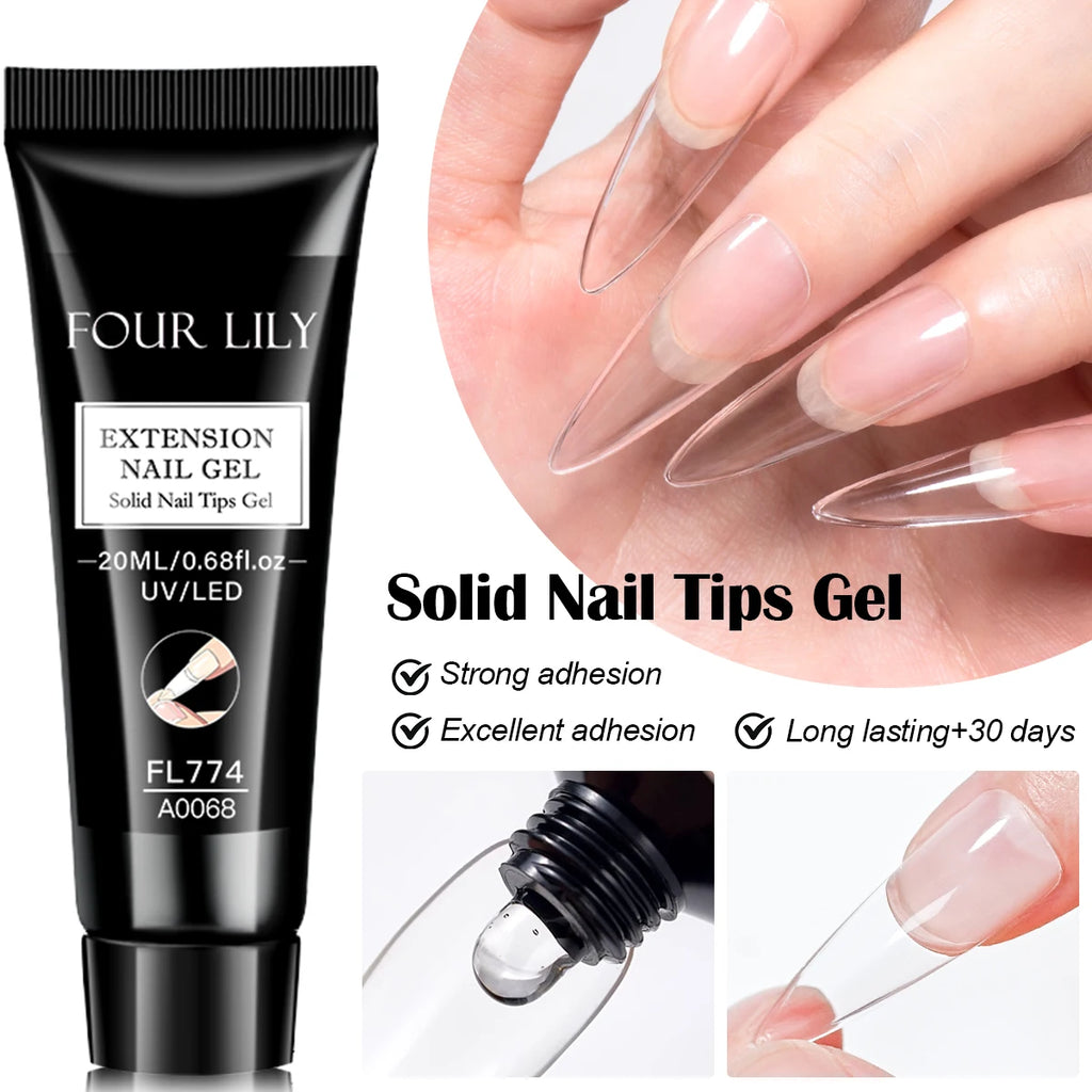 20ml Solid Nail Nail Tips Gel for Press On Nails, Adhesive 3 in 1 Nail Gel for Fake Nails, Super Strong Acrylic Nail Gel