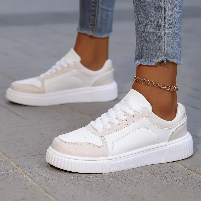 YRZL Women's Shoes Casual Vulcanize Shoes Ladies Classical Flats Walking Women's Sneakers Female PU Leather Sports Shoes Woman