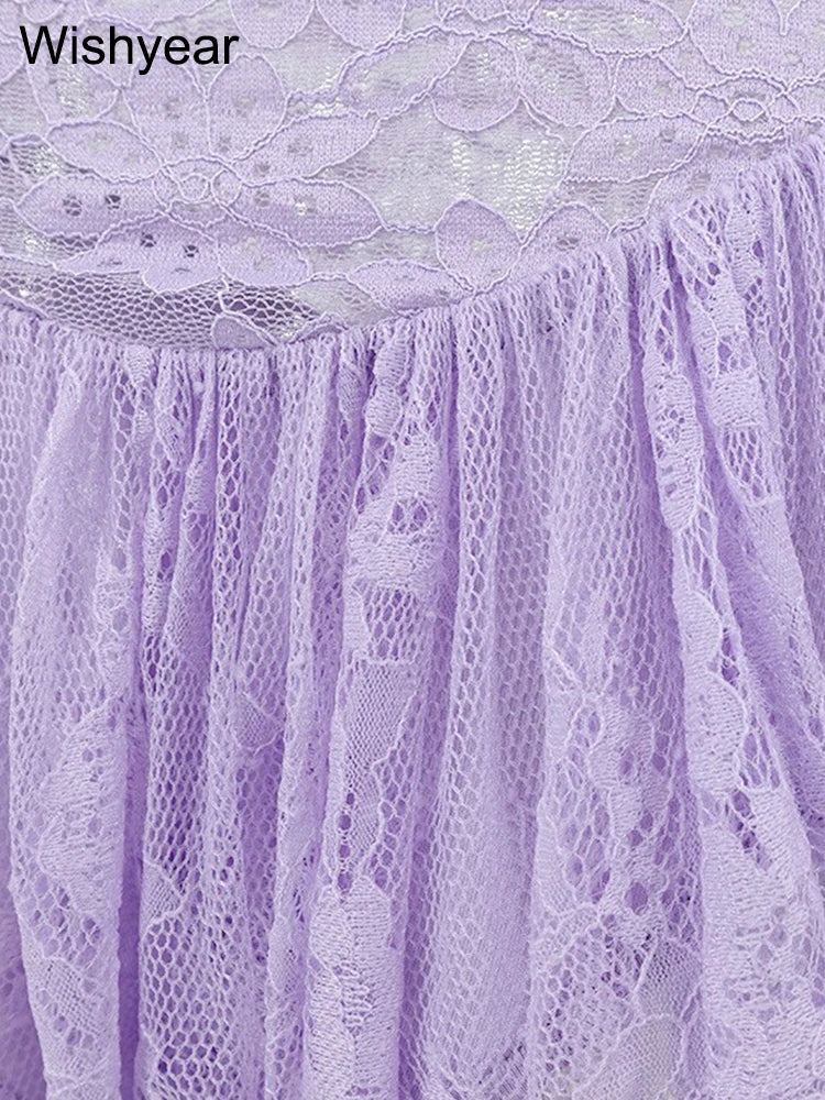 Wishyear Sexy Spaghetti Strap Lace See Through Bodycon Mini Dress Women Sexy Night Club Hot Girl Party Dance Bar Vestidos 2025