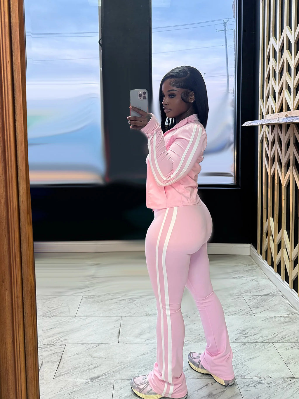 CM.YAYA Women's Set Long Sleeve Cargidan +strapless and Striped Pants Suit Three 3 Piece Set 2025 Street Active Outfit Tracksuit