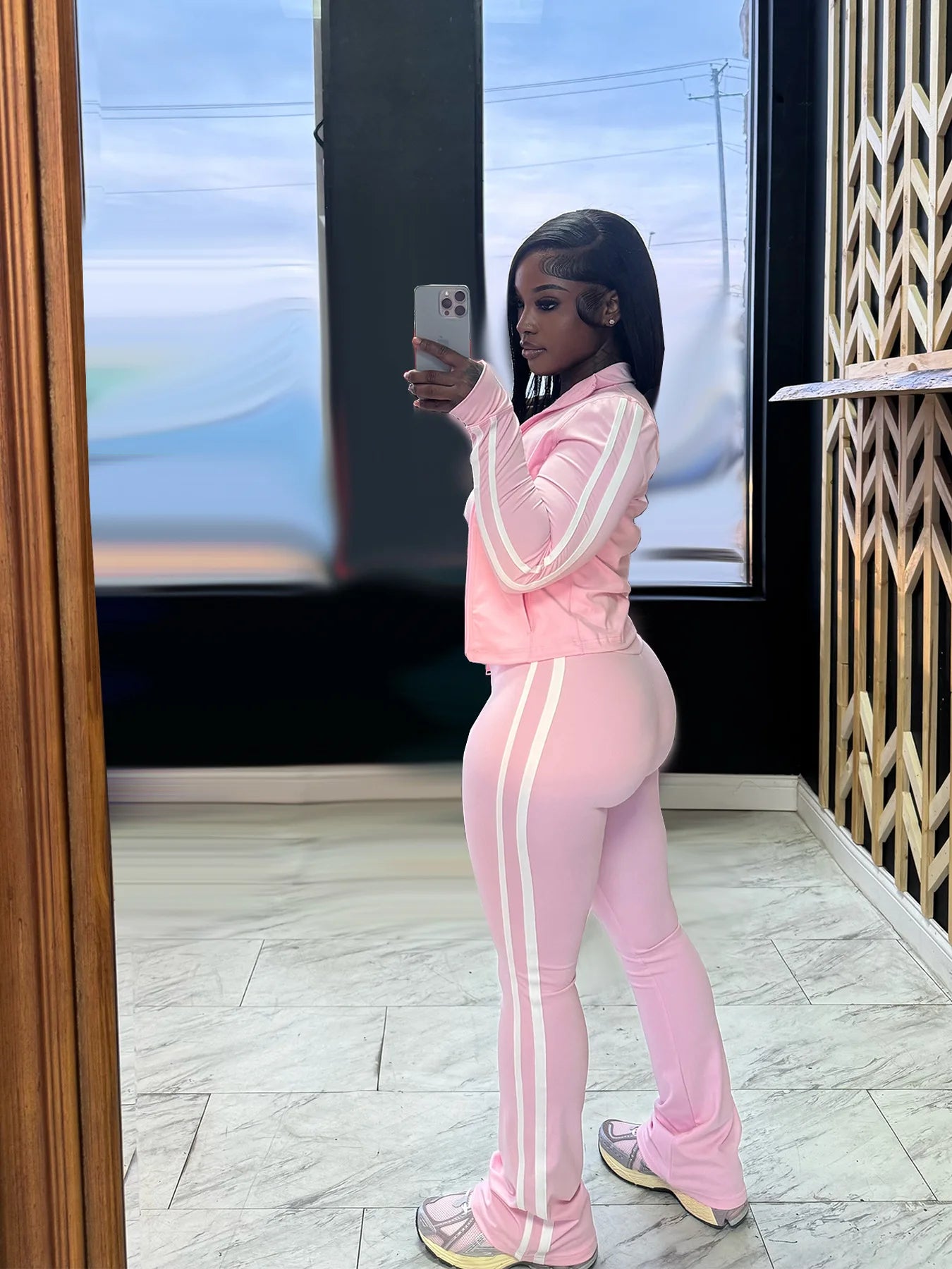 CM.YAYA Women's Set Long Sleeve Cargidan +strapless and Striped Pants Suit Three 3 Piece Set 2025 Street Active Outfit Tracksuit