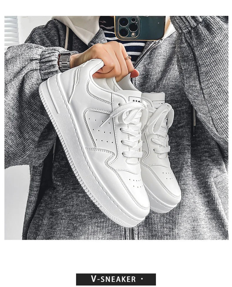 Men's New Breathable Sneakers, Versatile Thick-Soled White Sneakers, Sports Casual Sneakers, Running Shoes