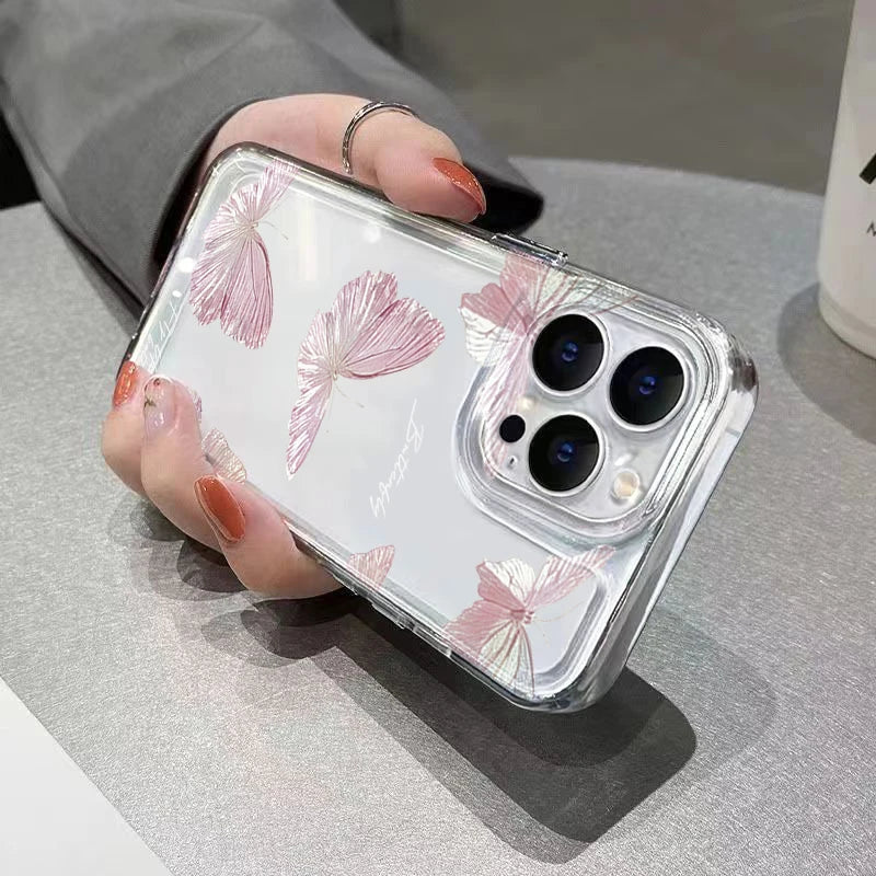 Butterfly Pattern Phone Case For iPhone 17 Cases iPhone 16 Pro Max 15 Plus 14 13 12 11 7 8 17E 16E XS XR X Transparent TPU Cover