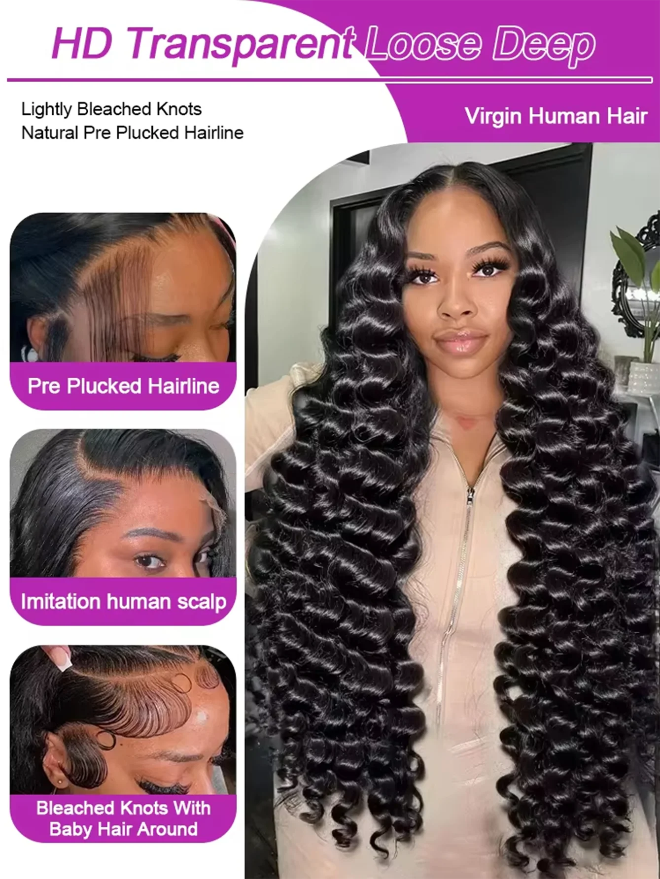 18-42 Inch Loose Wave 13x4 13x6 HD Lace Frontal Wig Human Hair Brazilian Loose Deep Waves Curly Wigs Lace Front Wigs For Women