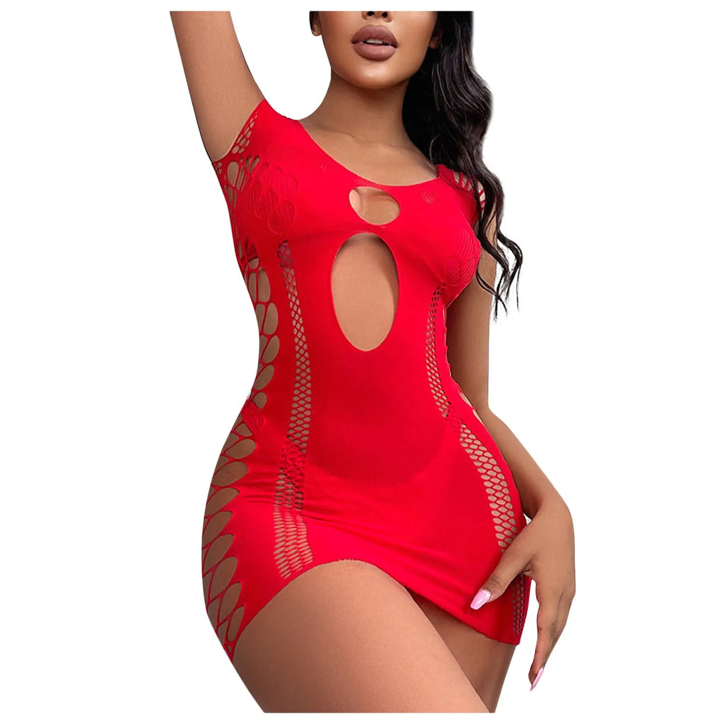 Night Club Wear High Elasticity Fishnet Dress Fashion Adult Sexy Clothing Erotic Short Dress Sex Games Toy Black Tight Skirt