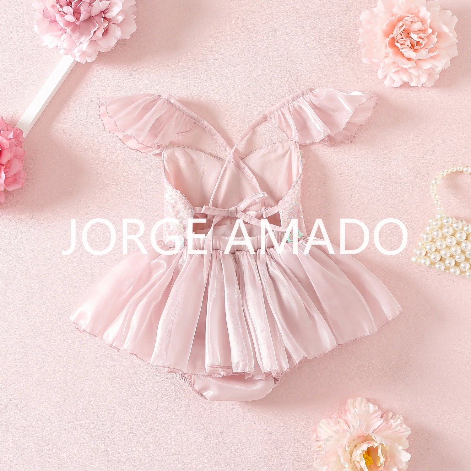 New Summer Bodysuit for Baby Girl Square Collar Sequined Large Bow Sleeveless Princess Jumpsuit Newborn Sweet Romper H1518