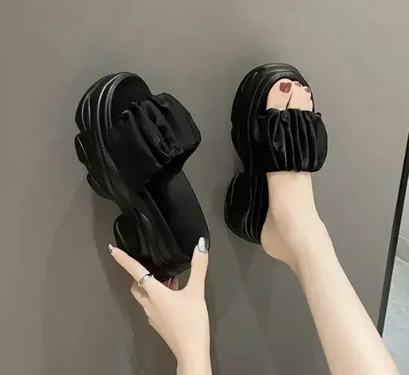 NEW Women Summer Chunky Sandal Platform Slipper 9CM High Heels Ladies Hollow Out Slides Beach Flip-Flop Woman Sandalias De Mujer