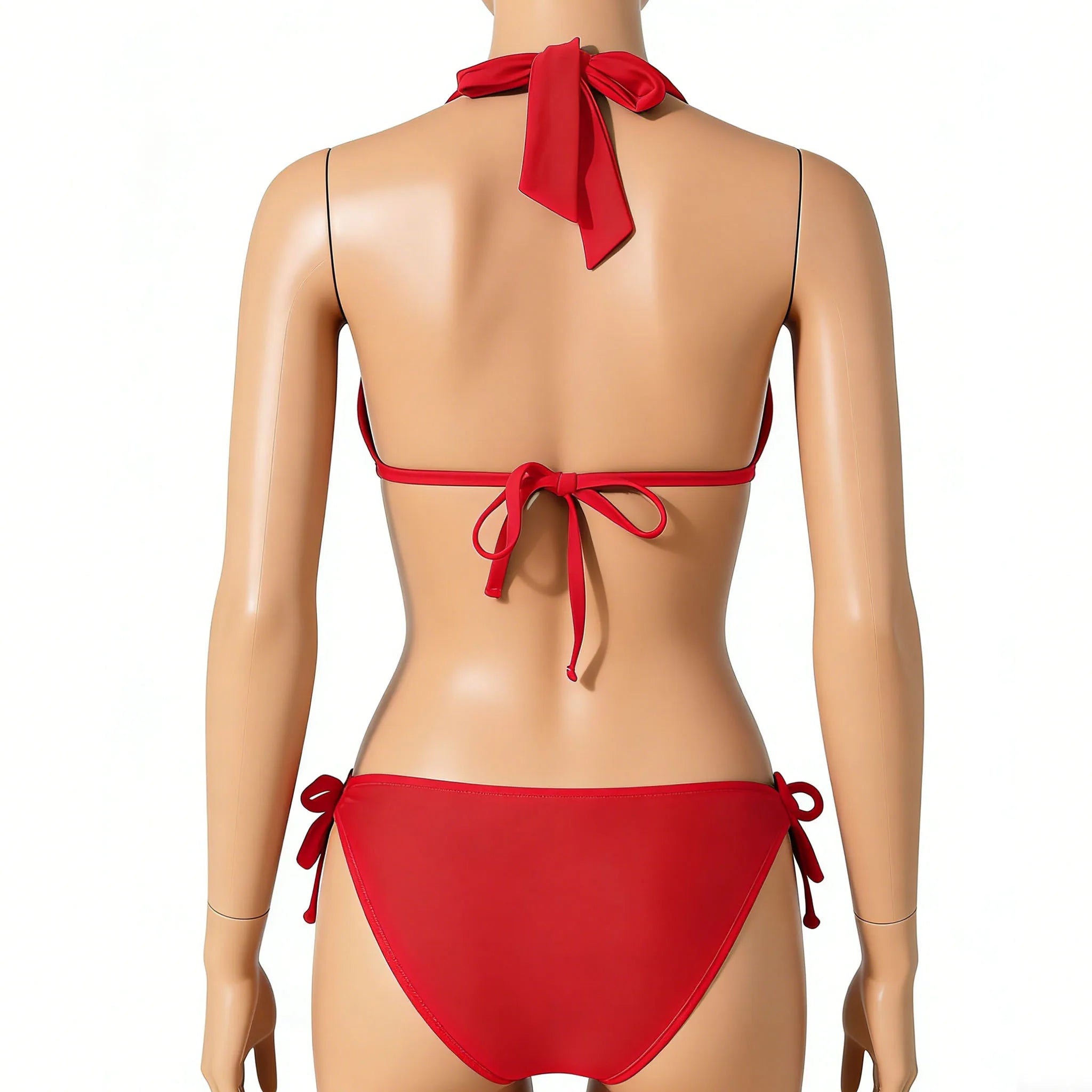 2026 Sexy Halter Low Waist Bikini Set Women's Triangle Thong Swimsuit Knot On The Edge Swimwear Bathing Suit Brazilian Biquinis