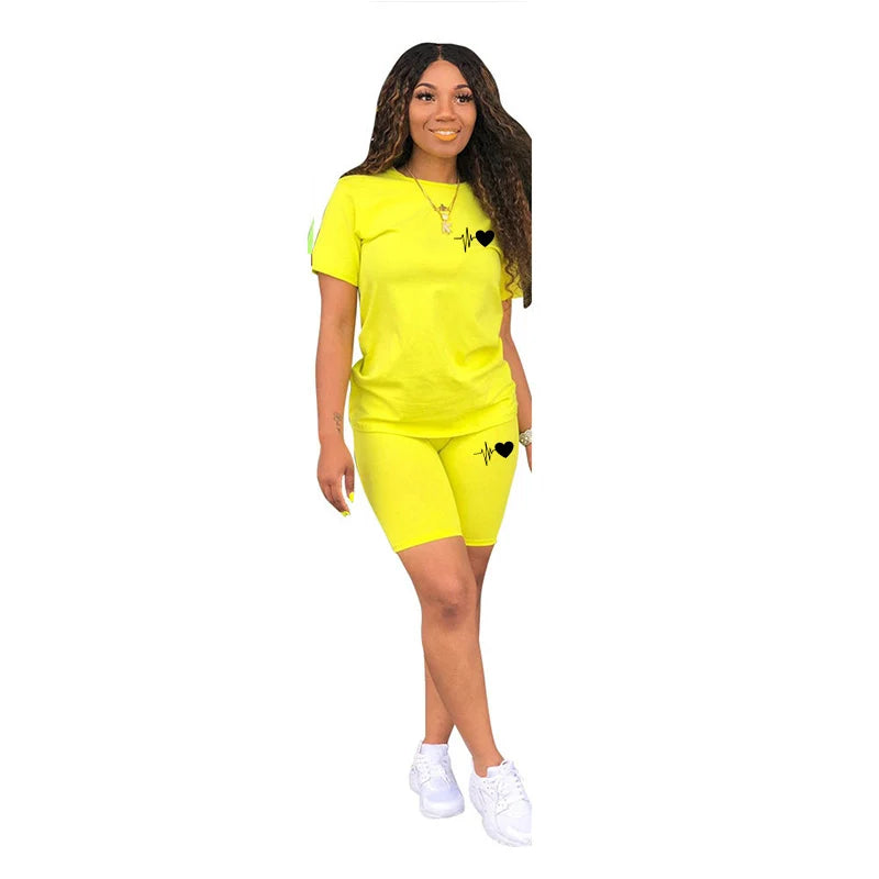 Comfort Quality Casual Woman Clothing Summer Two Piece Set Women Tracksuit T-Shirts O-Neck Shorts Daily Short Sleeve Hot Sales