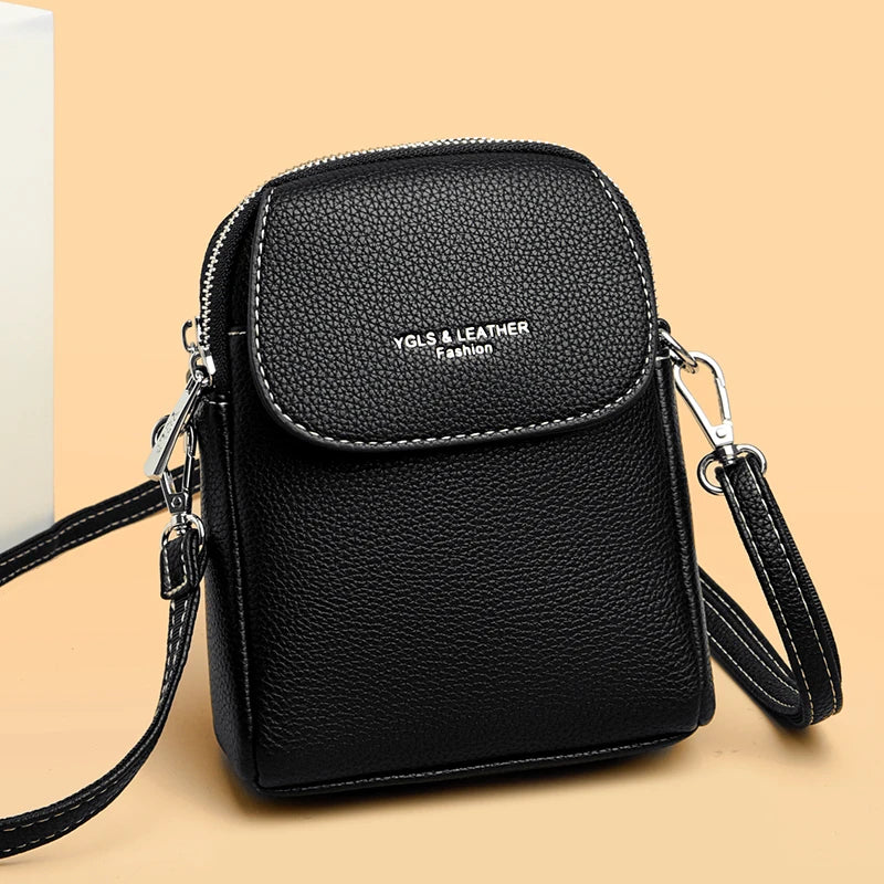 Luxury Leather Women Purse Fashion Female Handbag Brand Designer Shoulder Crossbody Bag High Quality Mobile Phone Bag Wallet