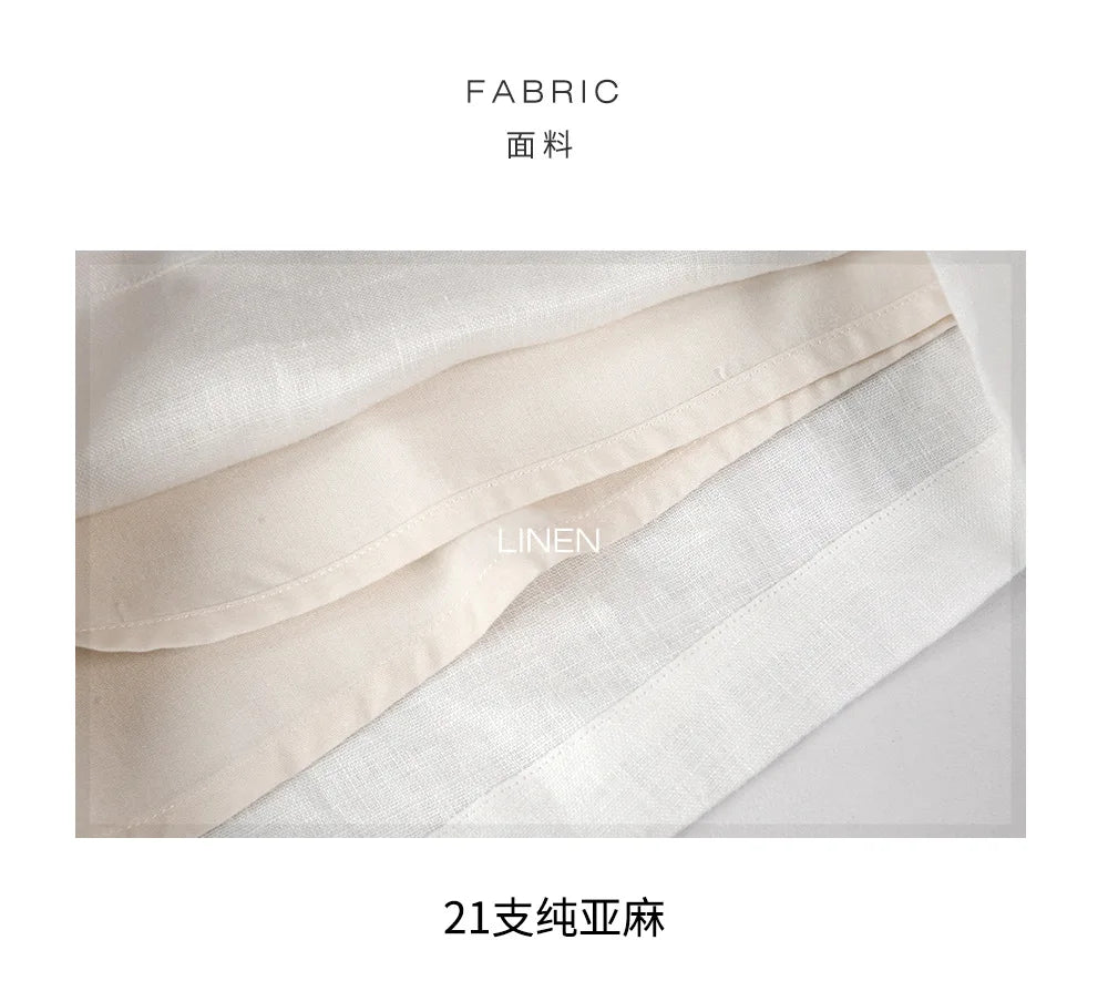 Retro 100% Linen Short Pants Women High Wasit Casual Harajuku Fashion Streetwear White Color Summer Office Lady Female Shorts