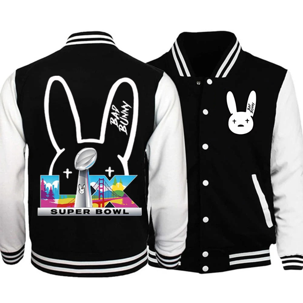 Bad Bunny Bowl 2026 Halftime Show Baseball Uniform Hoodie Jacket Harajuku Long Sleeve Sweatshirt Fan Gift